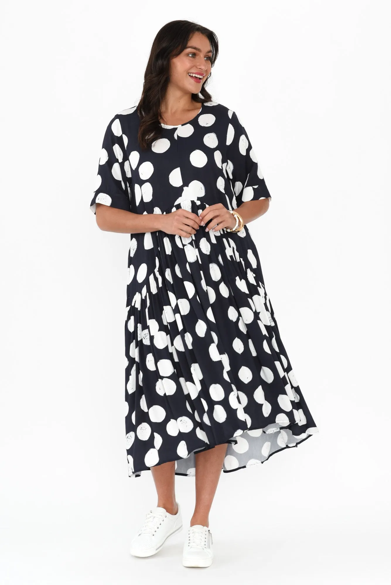 Kiana Navy Spot Peak Dress sold by Blue Bungalow product image thumbnail 2