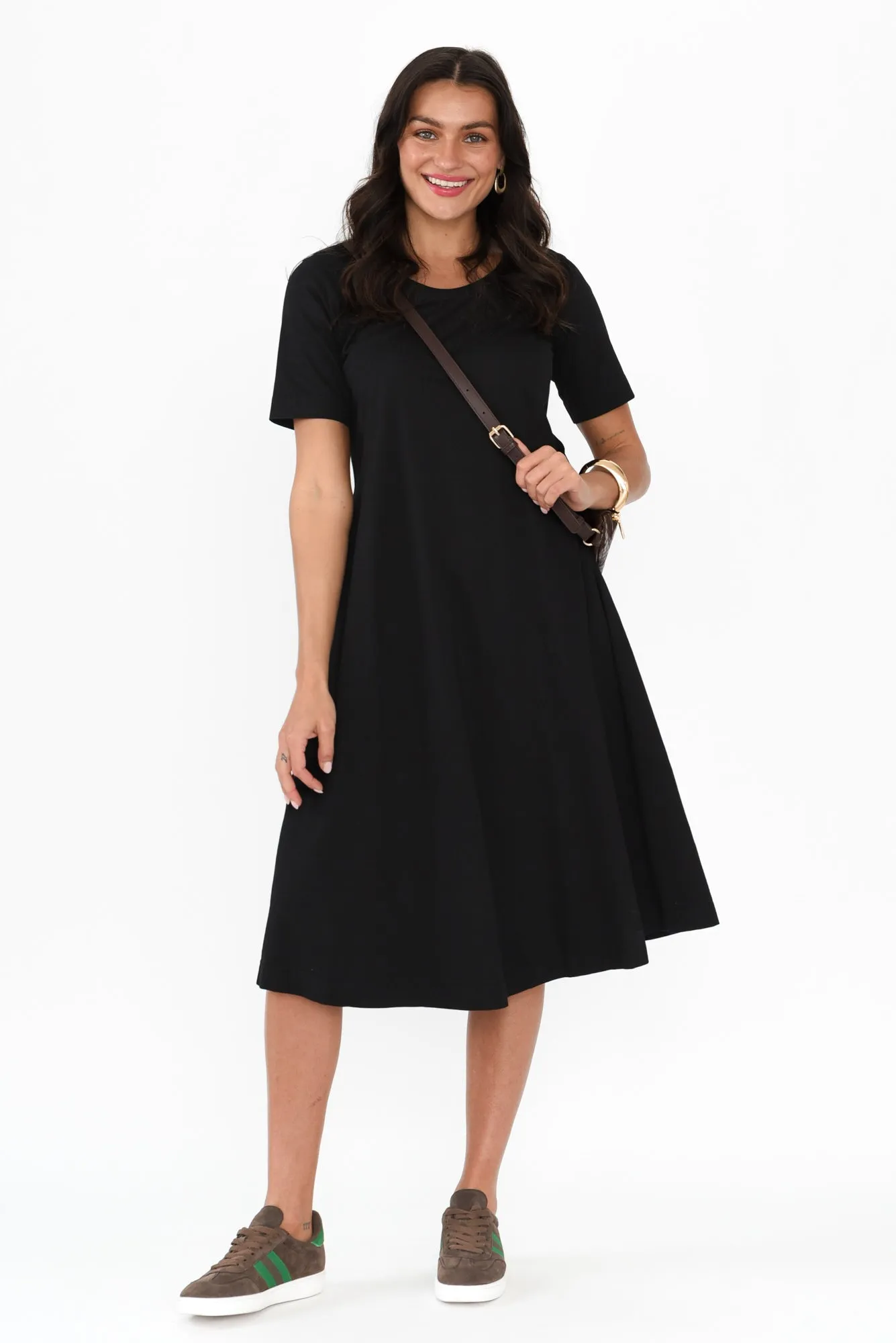Cynthia Black Cotton Tee Dress sold by Blue Bungalow