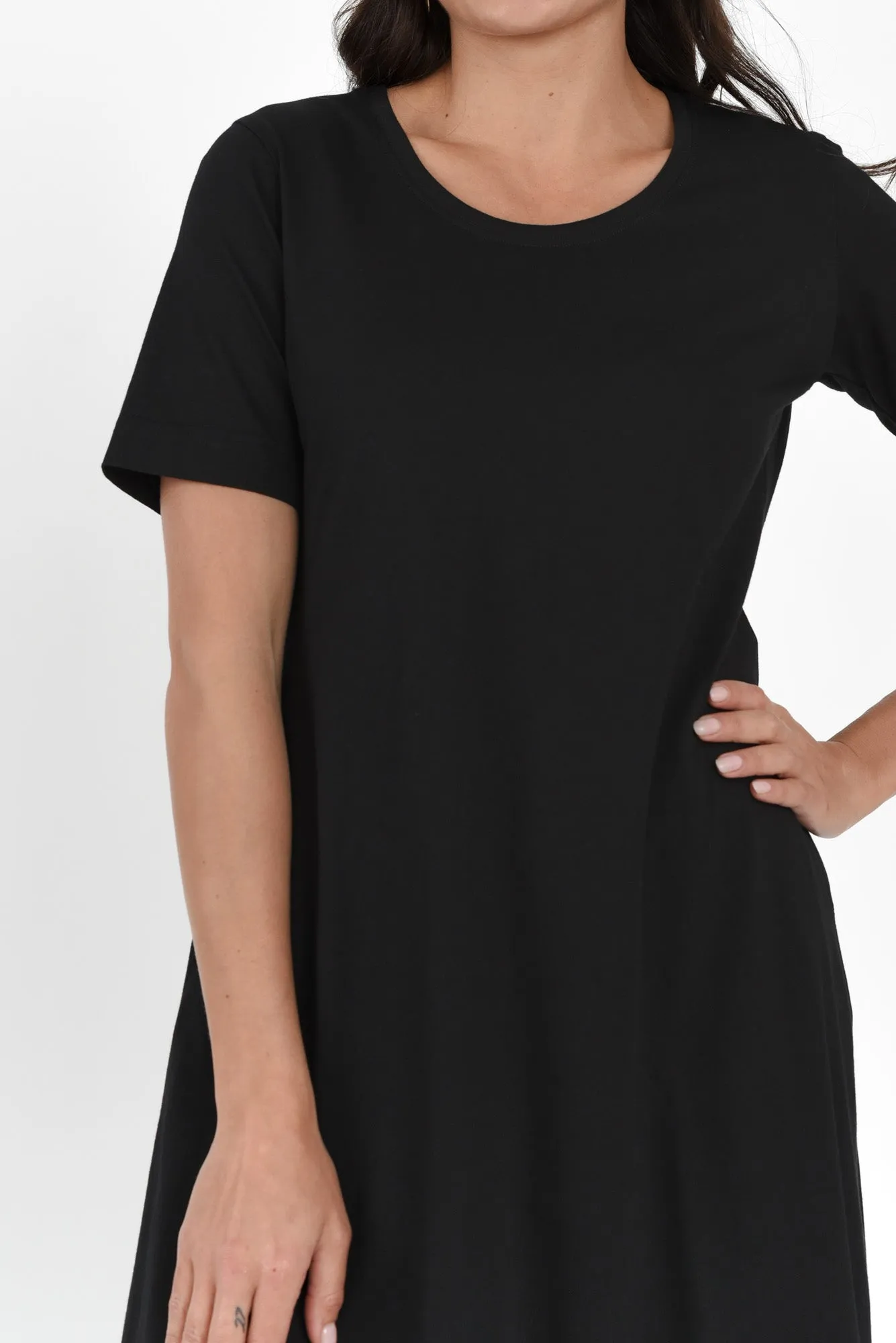 Cynthia Black Cotton Tee Dress sold by Blue Bungalow product image thumbnail 5
