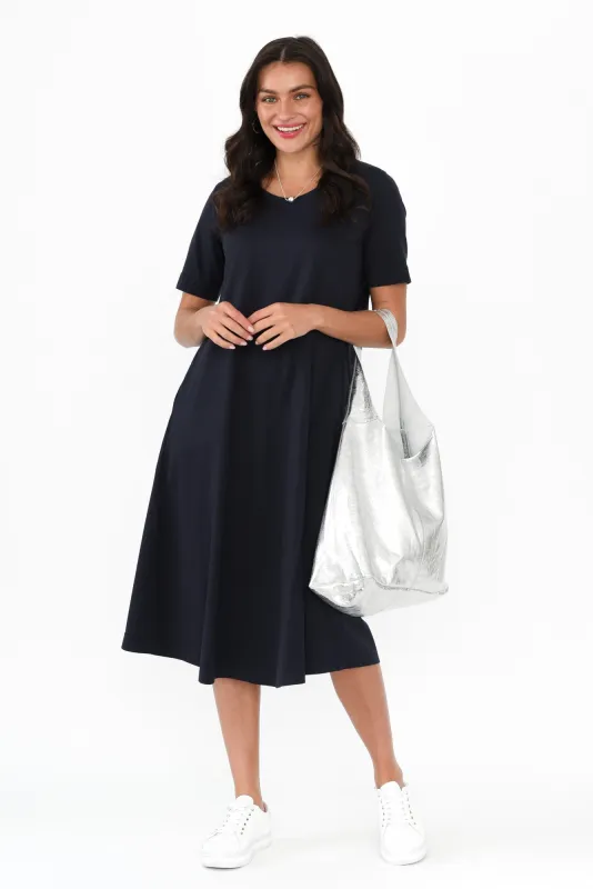 Cynthia Navy Cotton Tee Dress sold by Blue Bungalow