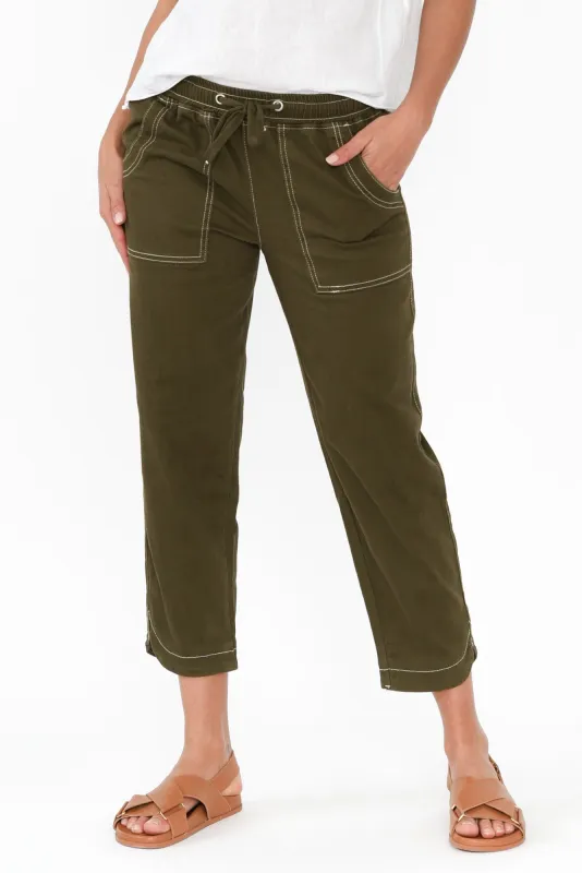 Eliana Khaki Cotton Stretch Jeans sold by Blue Bungalow