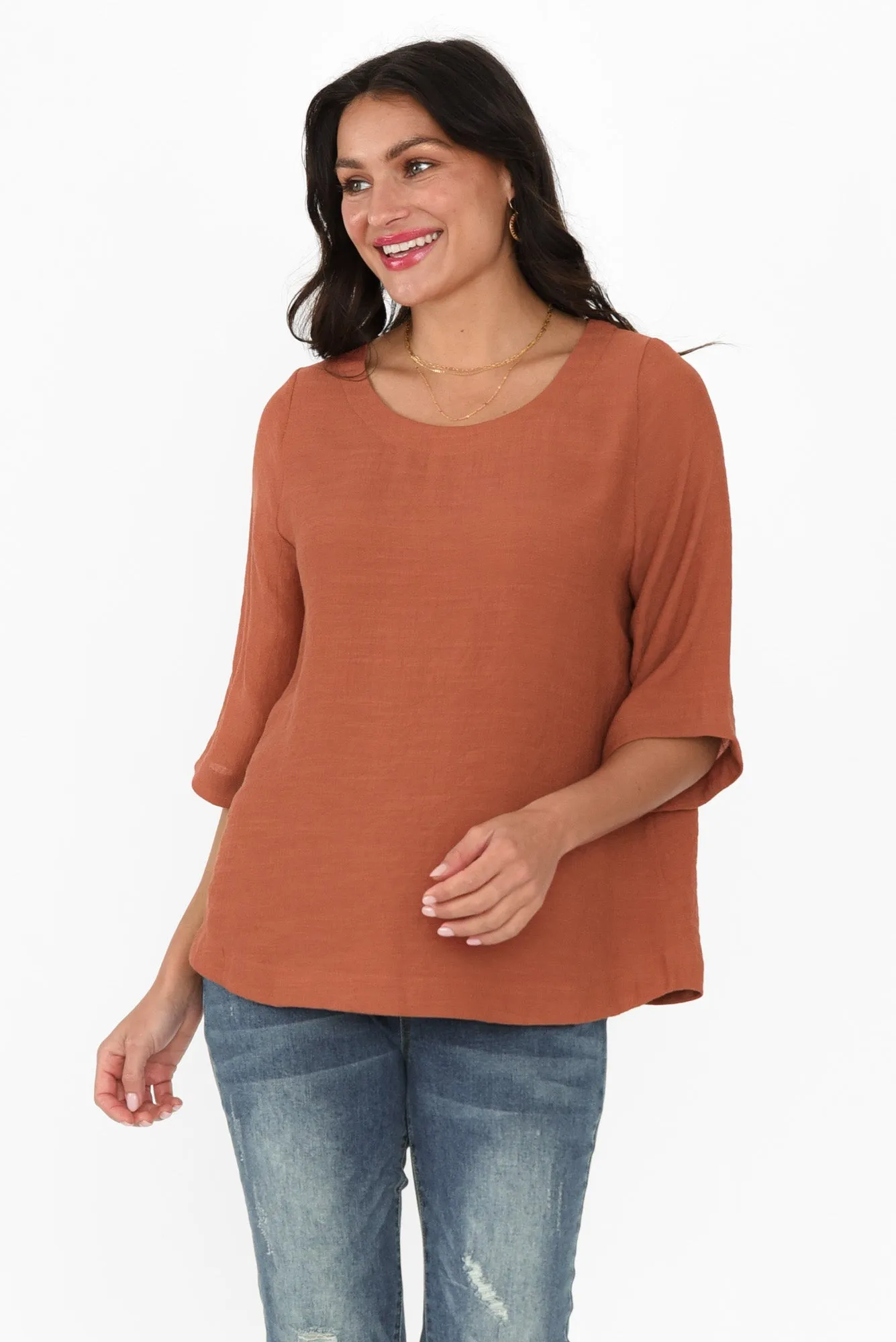Selena Rust 3/4 Sleeve Top sold by Blue Bungalow product image thumbnail 2