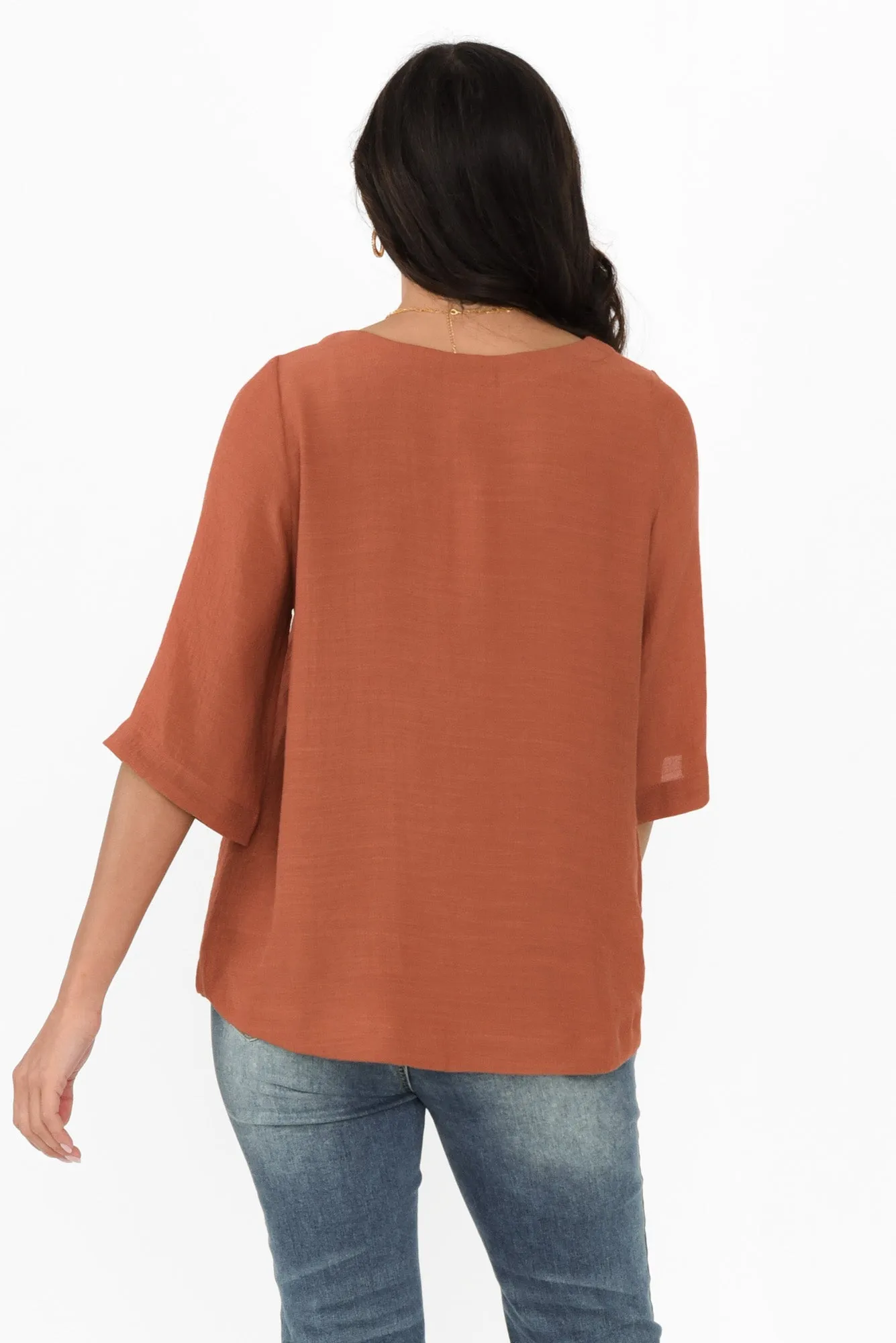 Selena Rust 3/4 Sleeve Top sold by Blue Bungalow product image thumbnail 5