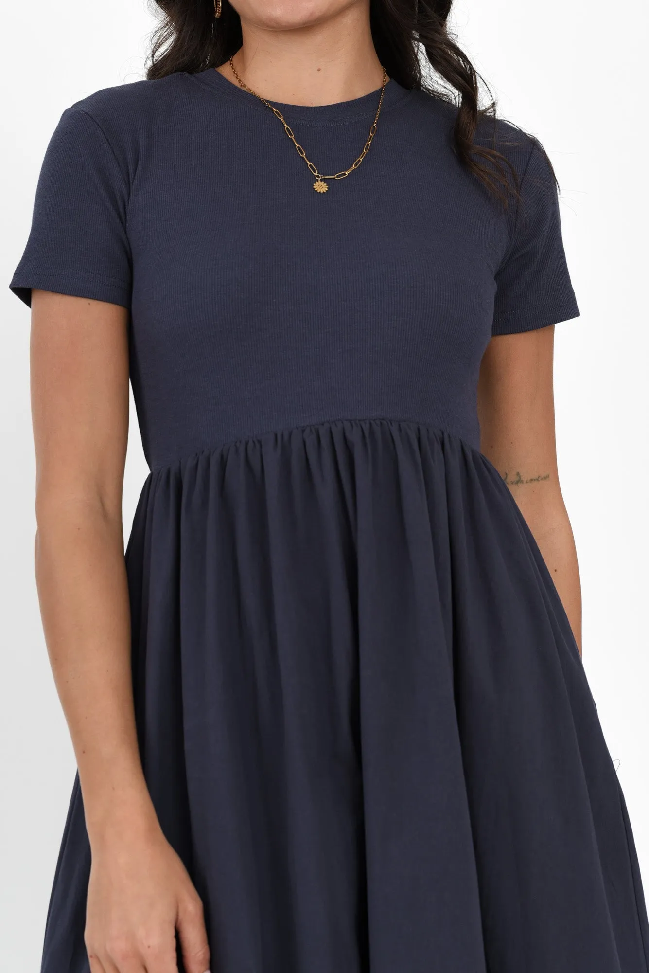 Caleb Navy Cotton Pocket Dress sold by Blue Bungalow product image thumbnail 5