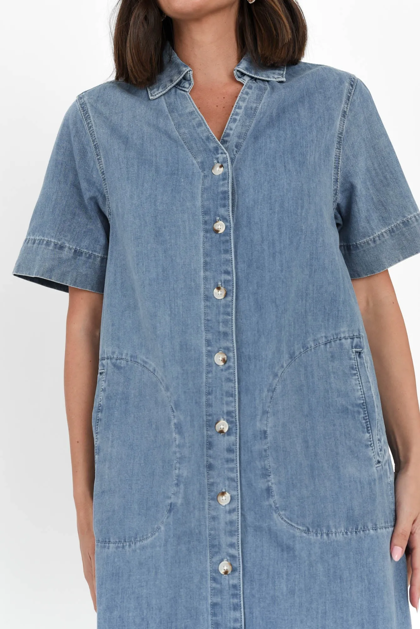Dawson Blue Denim Button Dress sold by Blue Bungalow product image thumbnail 5
