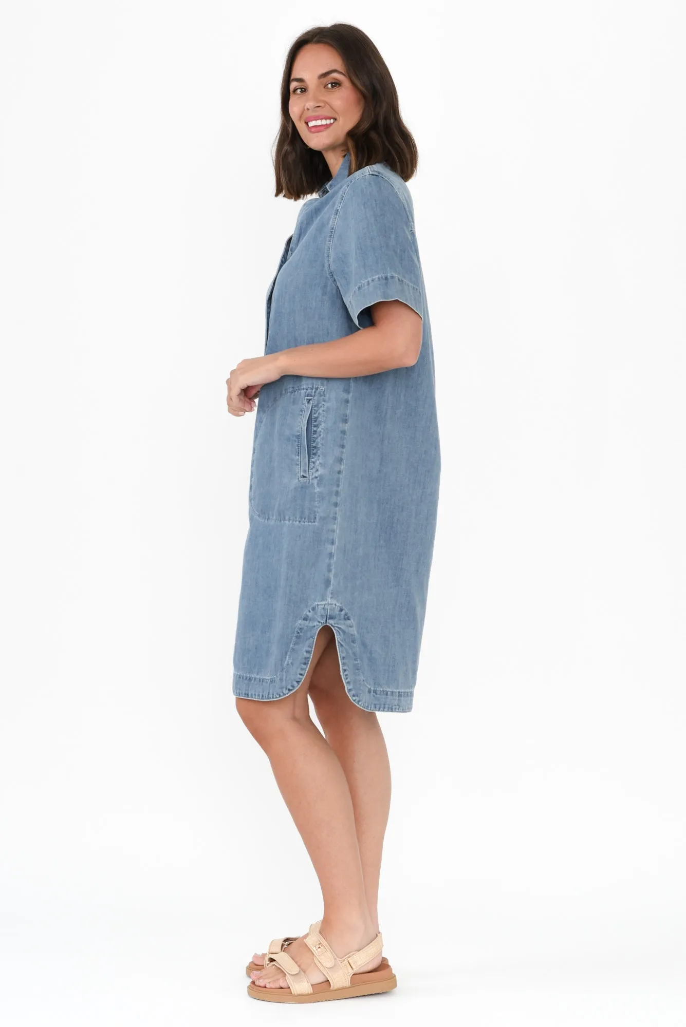 Dawson Blue Denim Button Dress sold by Blue Bungalow product image thumbnail 3