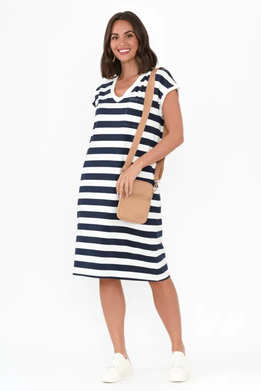 Zena Navy Stripe T-Shirt Dress sold by Blue Bungalow