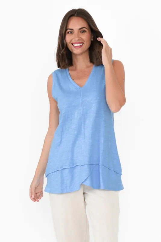 Mariah Blue Cotton Tank sold by Blue Bungalow
