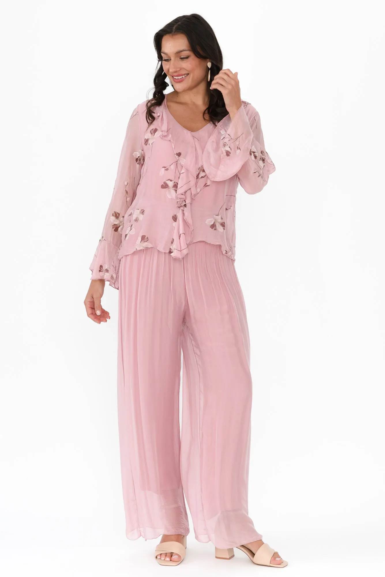 Reba Pink Silk Layer Pants sold by Blue Bungalow product image thumbnail 2