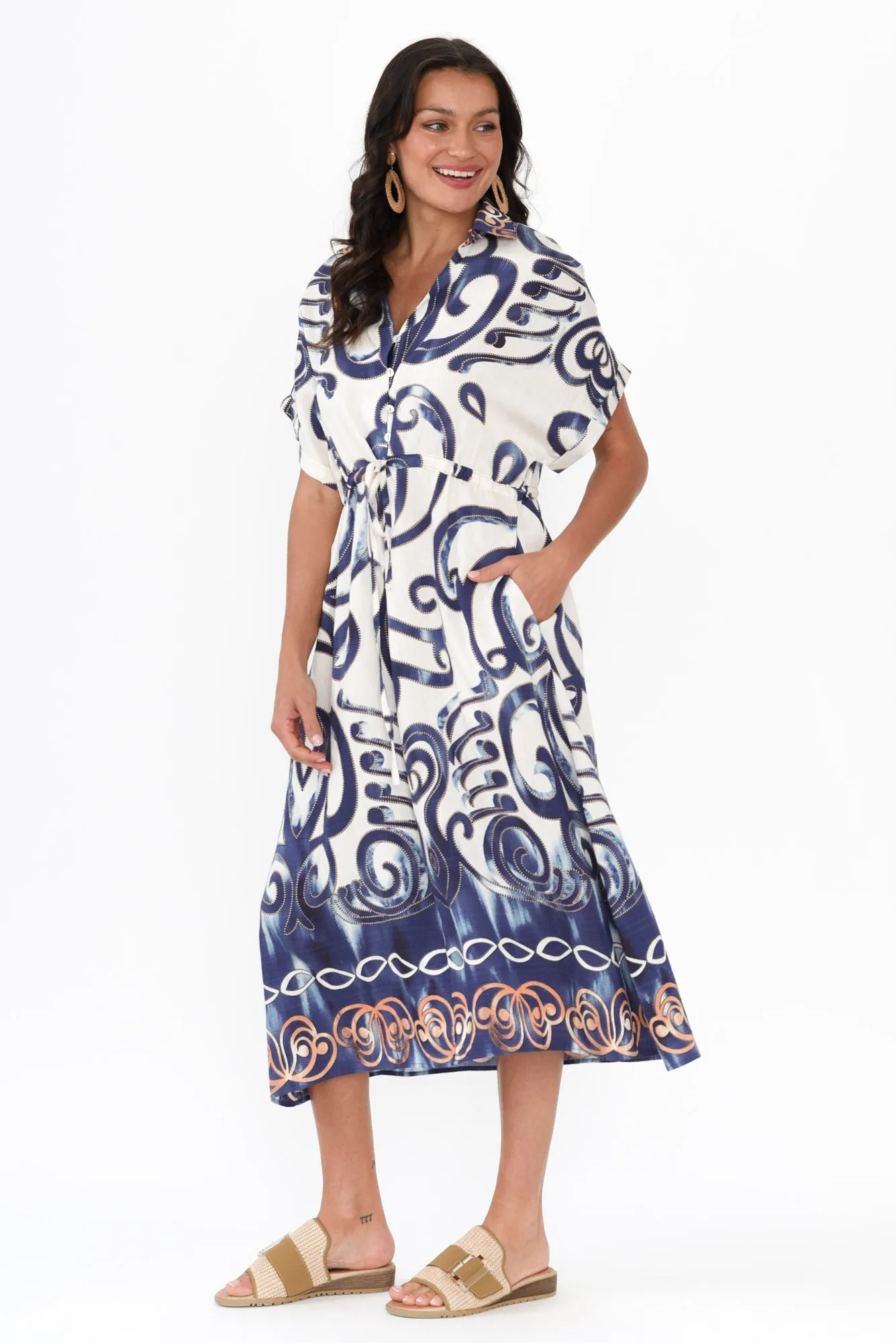 Calixta Blue Abstract Pocket Dress sold by Blue Bungalow product image thumbnail 4