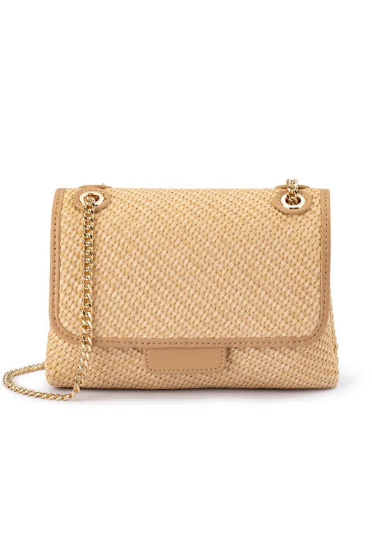Alexa Natural Woven Crossbody Bag sold by Blue Bungalow