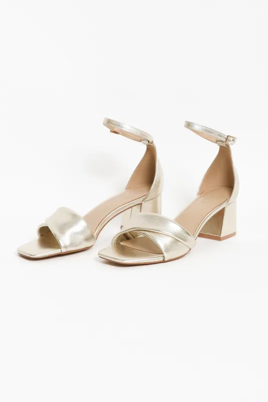 Britt Gold Leather Heel sold by Blue Bungalow