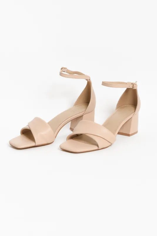 Britt Nude Leather Heel sold by Blue Bungalow