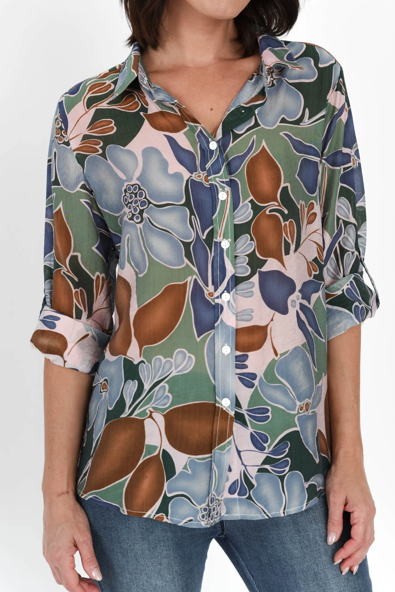 Nivine Blue Tropical Collared Shirt sold by Blue Bungalow product image thumbnail 5