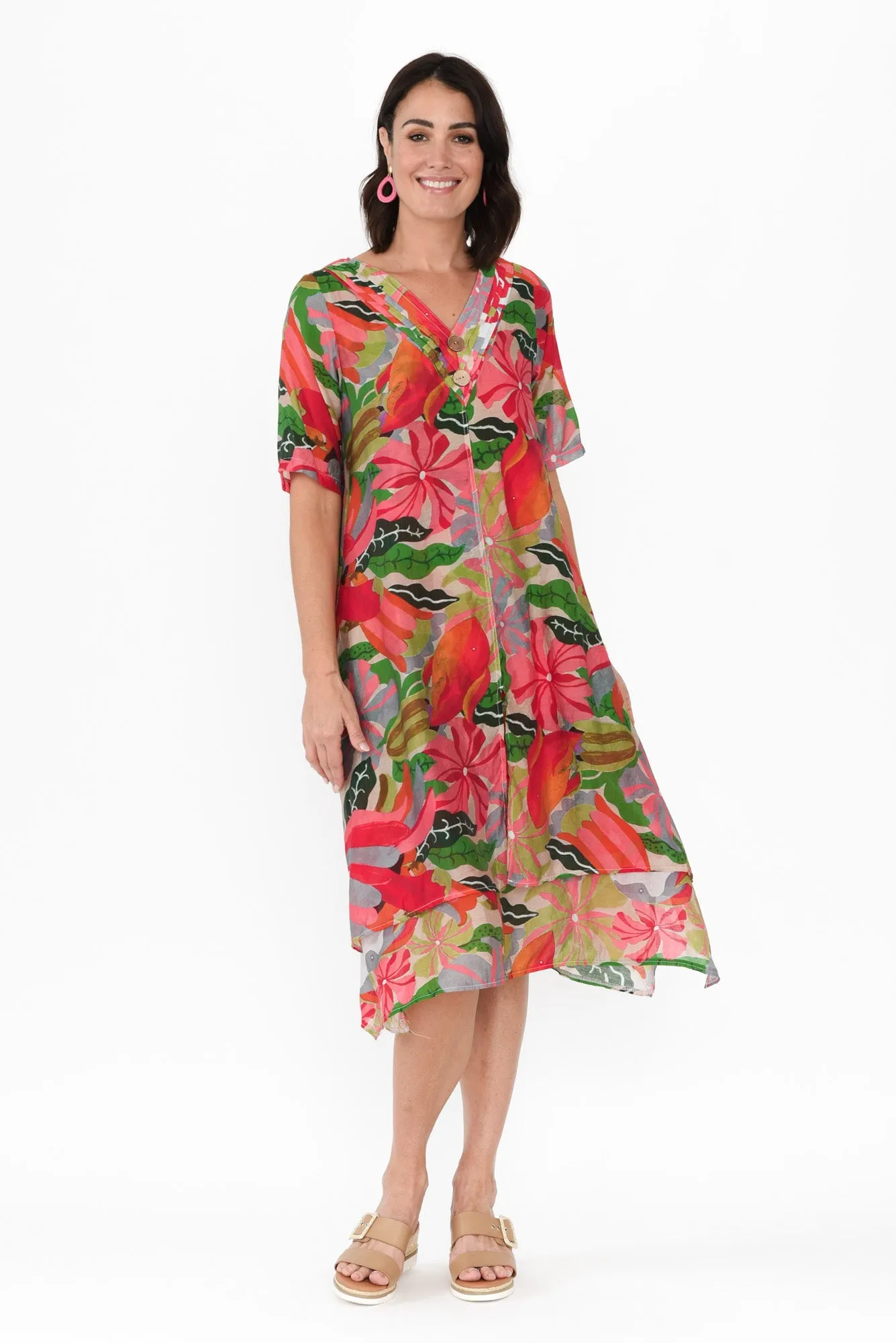 Nala Pink Hibiscus Layers Dress sold by Blue Bungalow product image thumbnail 2