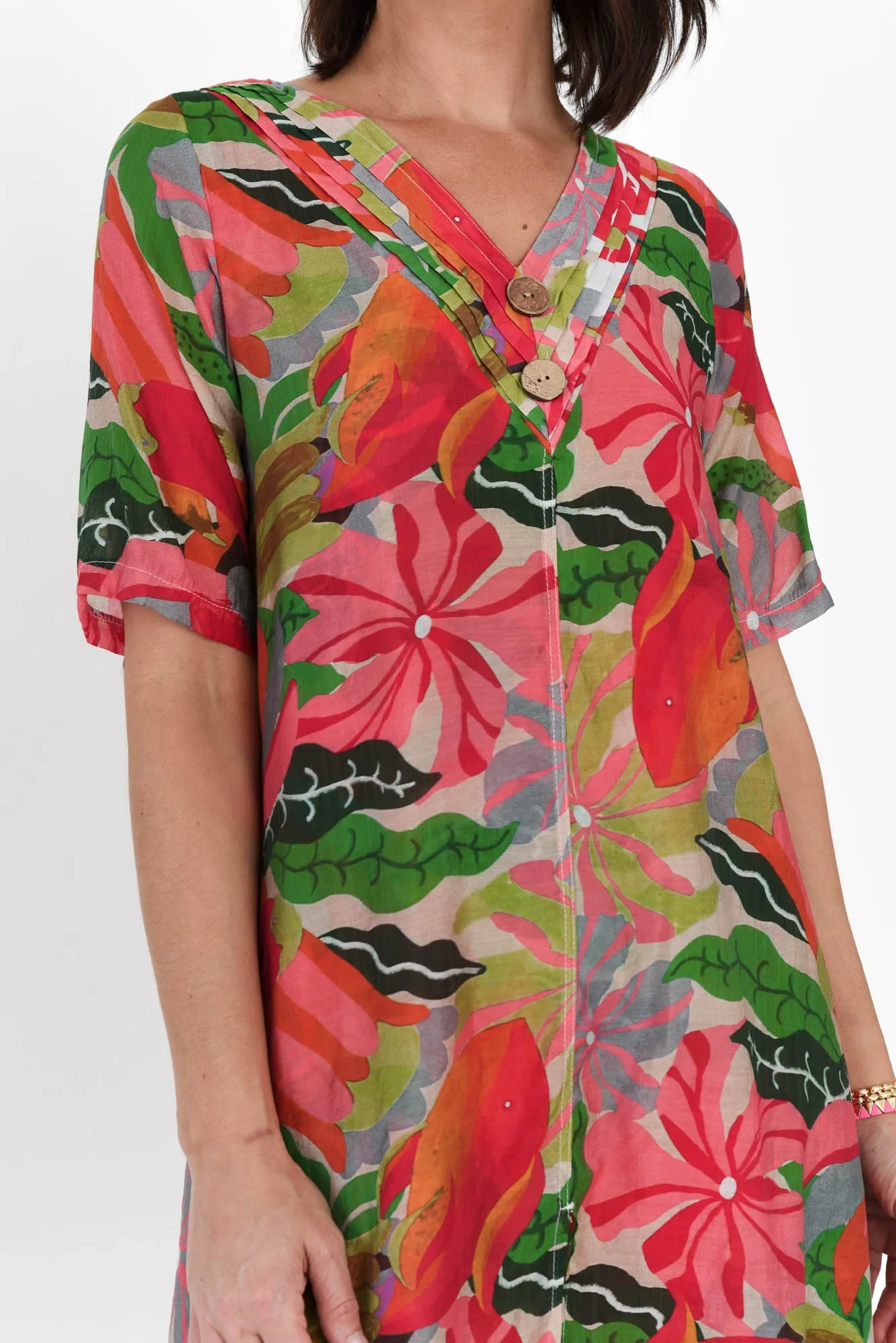 Nala Pink Hibiscus Layers Dress sold by Blue Bungalow product image thumbnail 5