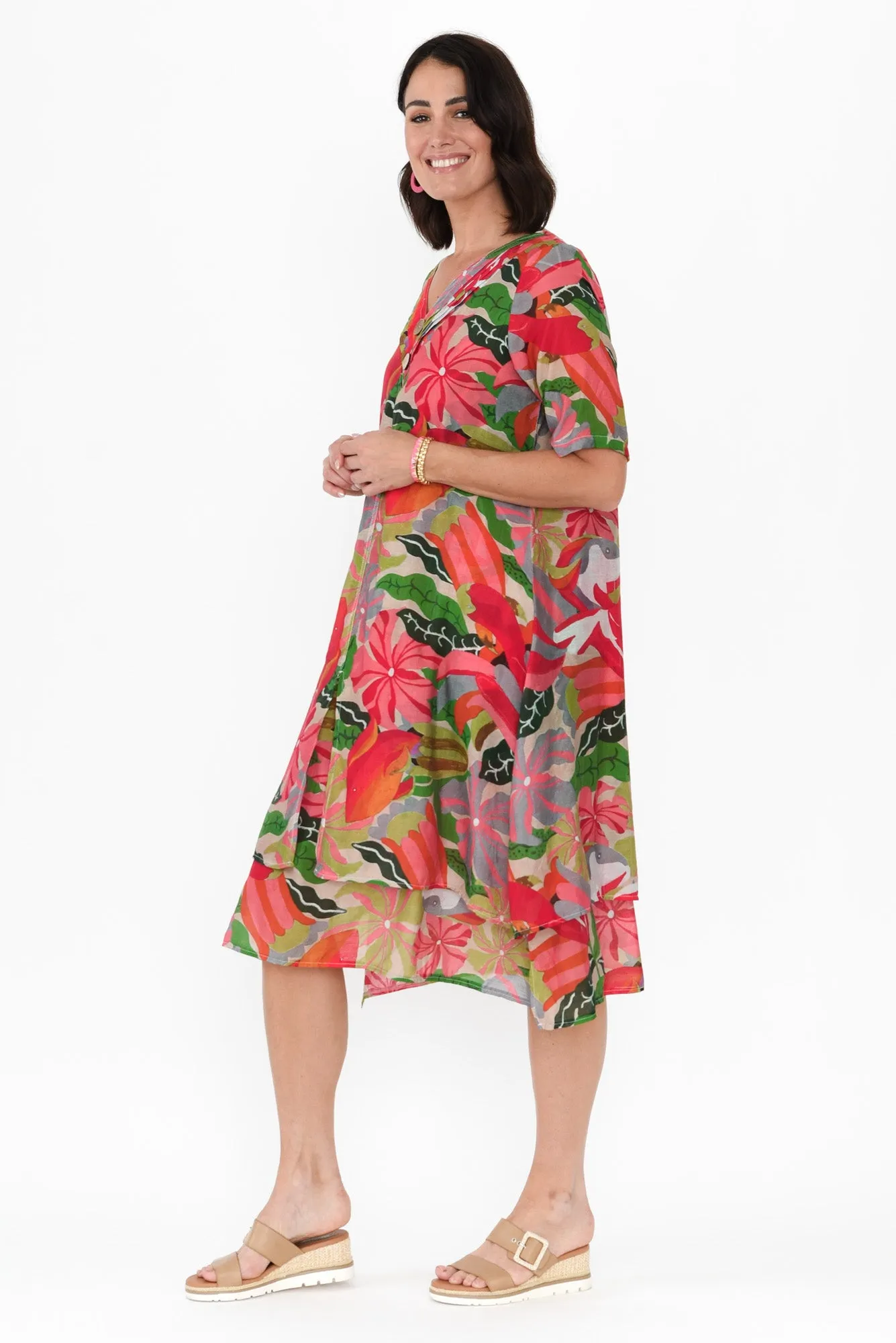 Nala Pink Hibiscus Layers Dress sold by Blue Bungalow product image thumbnail 3