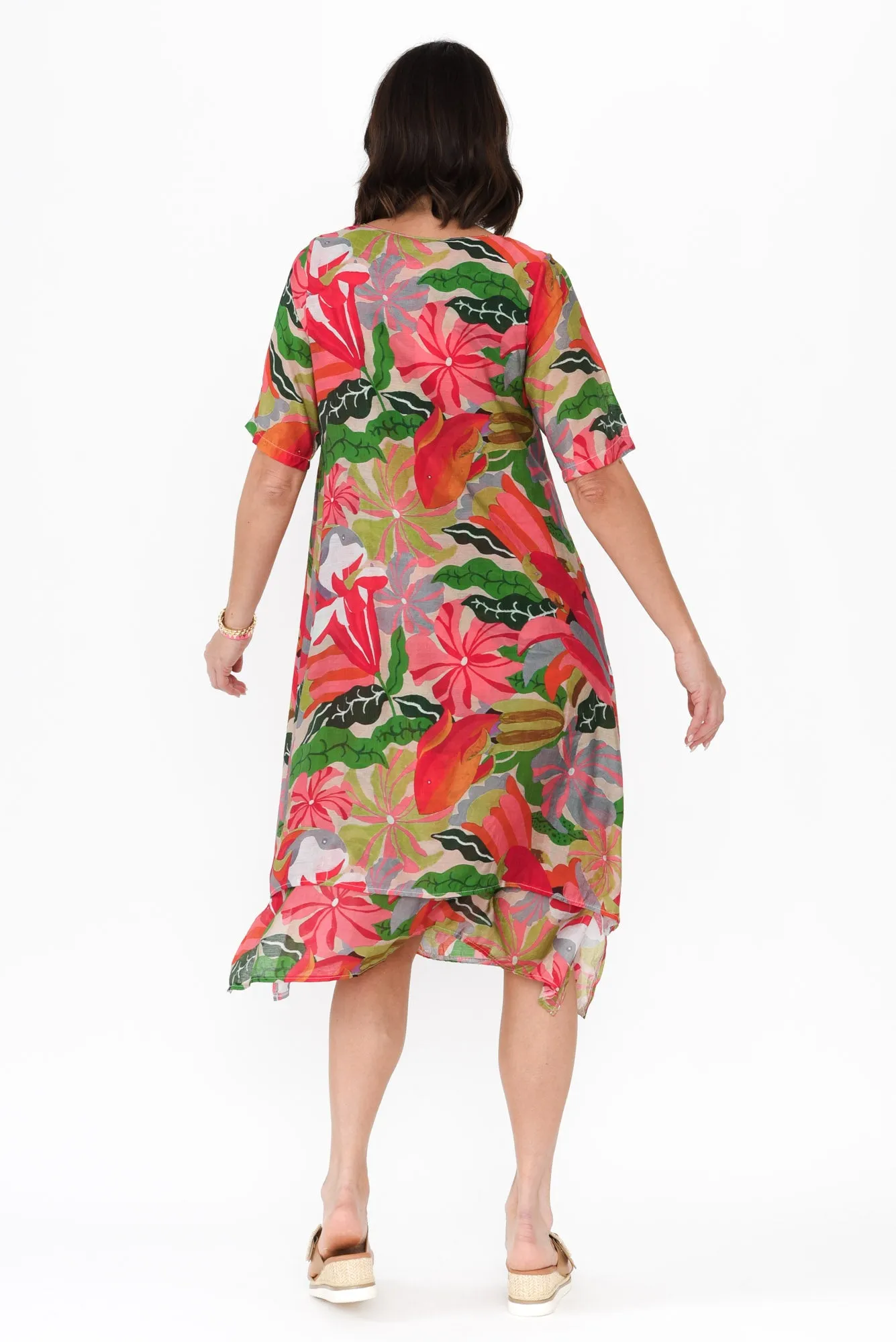 Nala Pink Hibiscus Layers Dress sold by Blue Bungalow product image thumbnail 4