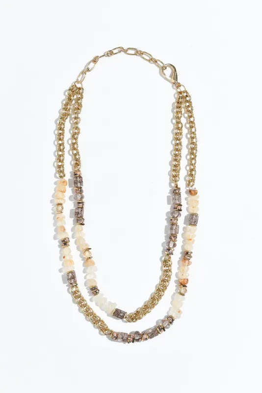 Lucia Gold Beaded Layered Necklace sold by Blue Bungalow