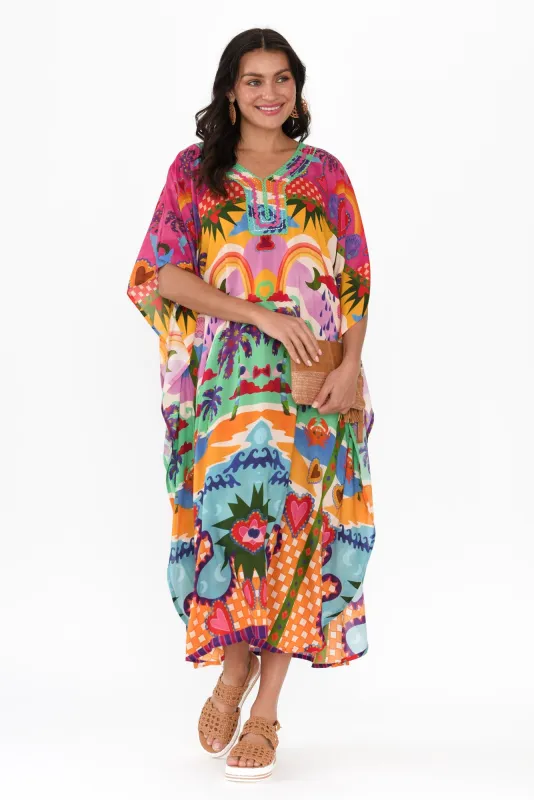 Ariel Pink Tropical Kaftan sold by Blue Bungalow