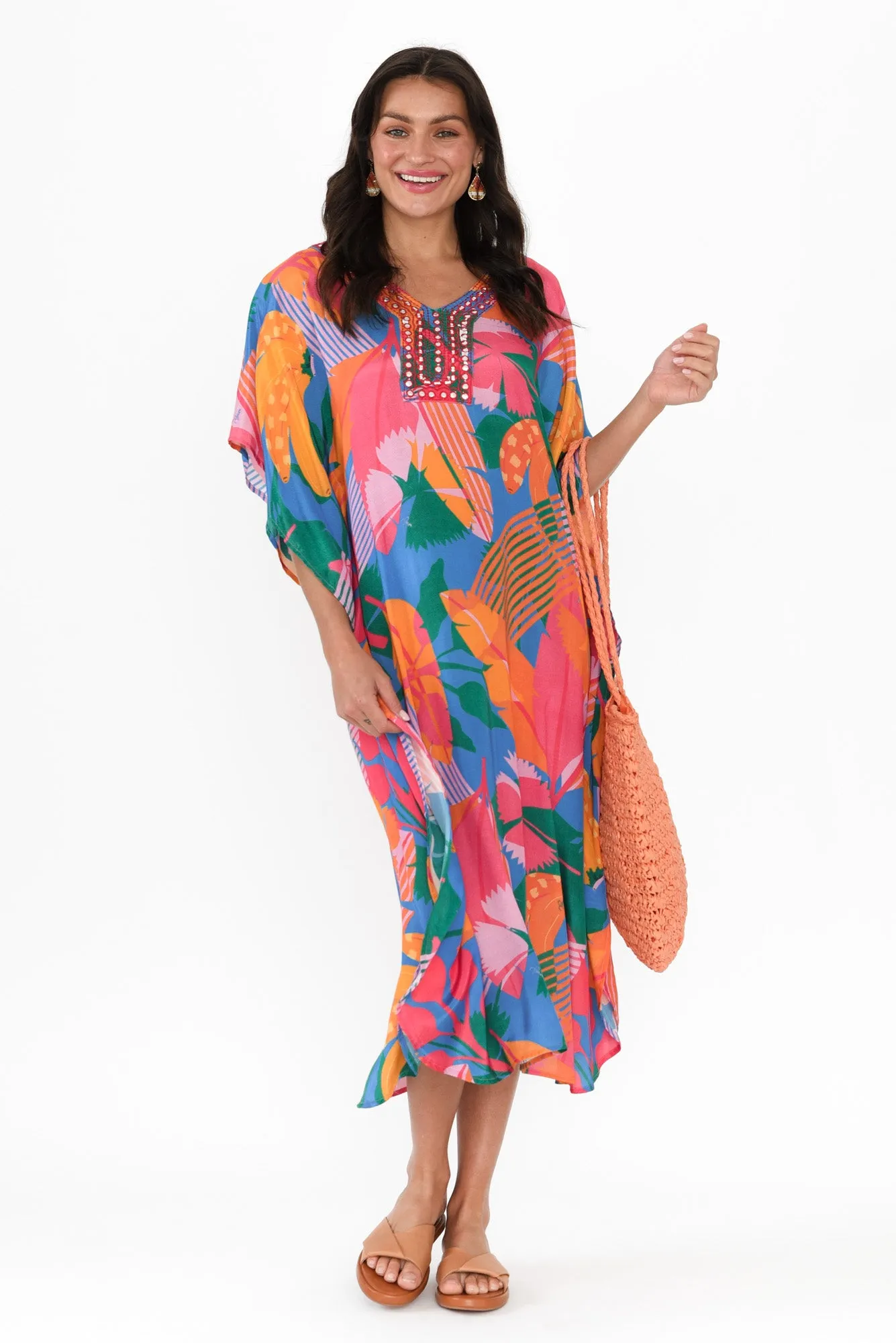 Shelly Blue Leaf Kaftan sold by Blue Bungalow product image thumbnail 2