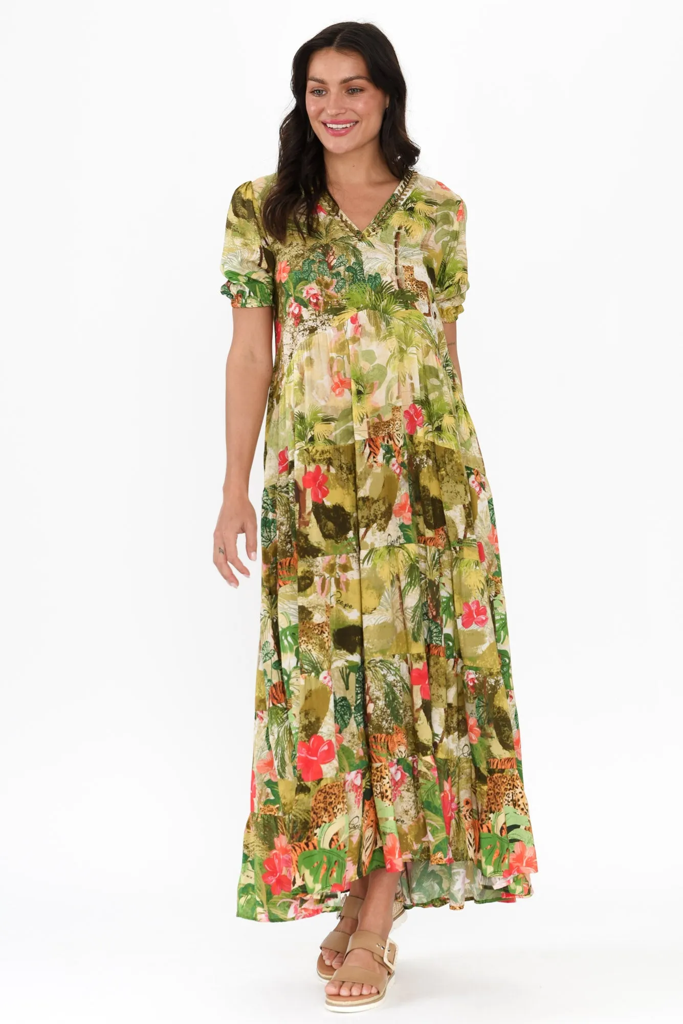 Ayanna Green Jungle Tier Dress sold by Blue Bungalow product image thumbnail 2