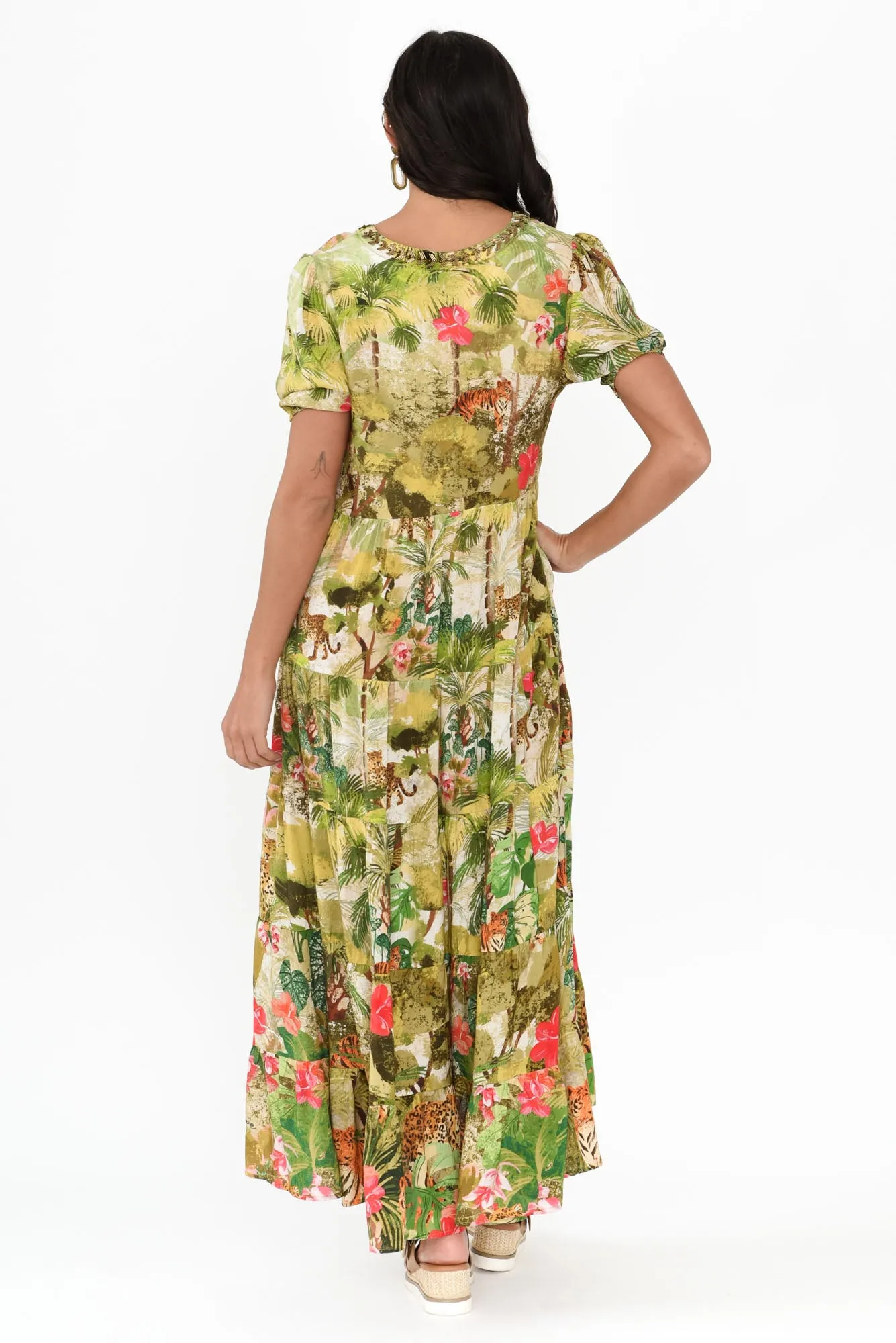 Ayanna Green Jungle Tier Dress sold by Blue Bungalow product image thumbnail 4