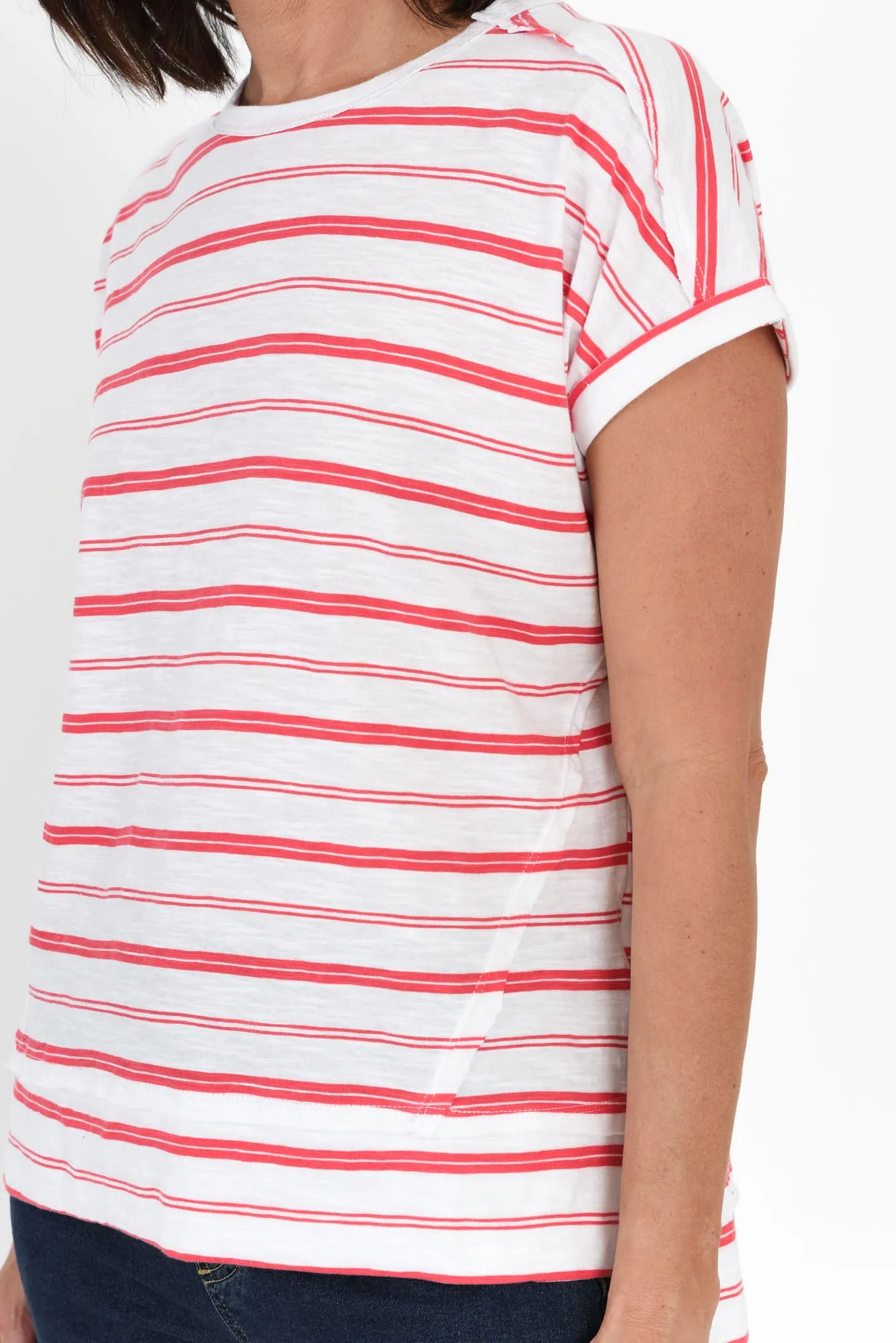 Shirley Coral Stripe Cotton Tee sold by Blue Bungalow product image thumbnail 5