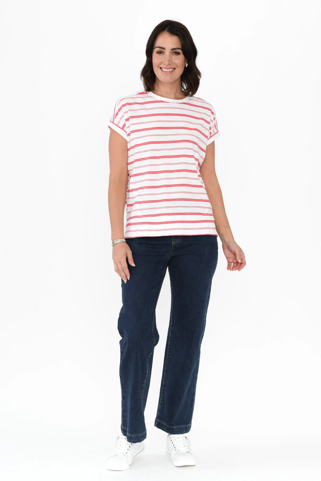 Shirley Coral Stripe Cotton Tee sold by Blue Bungalow product image thumbnail 2