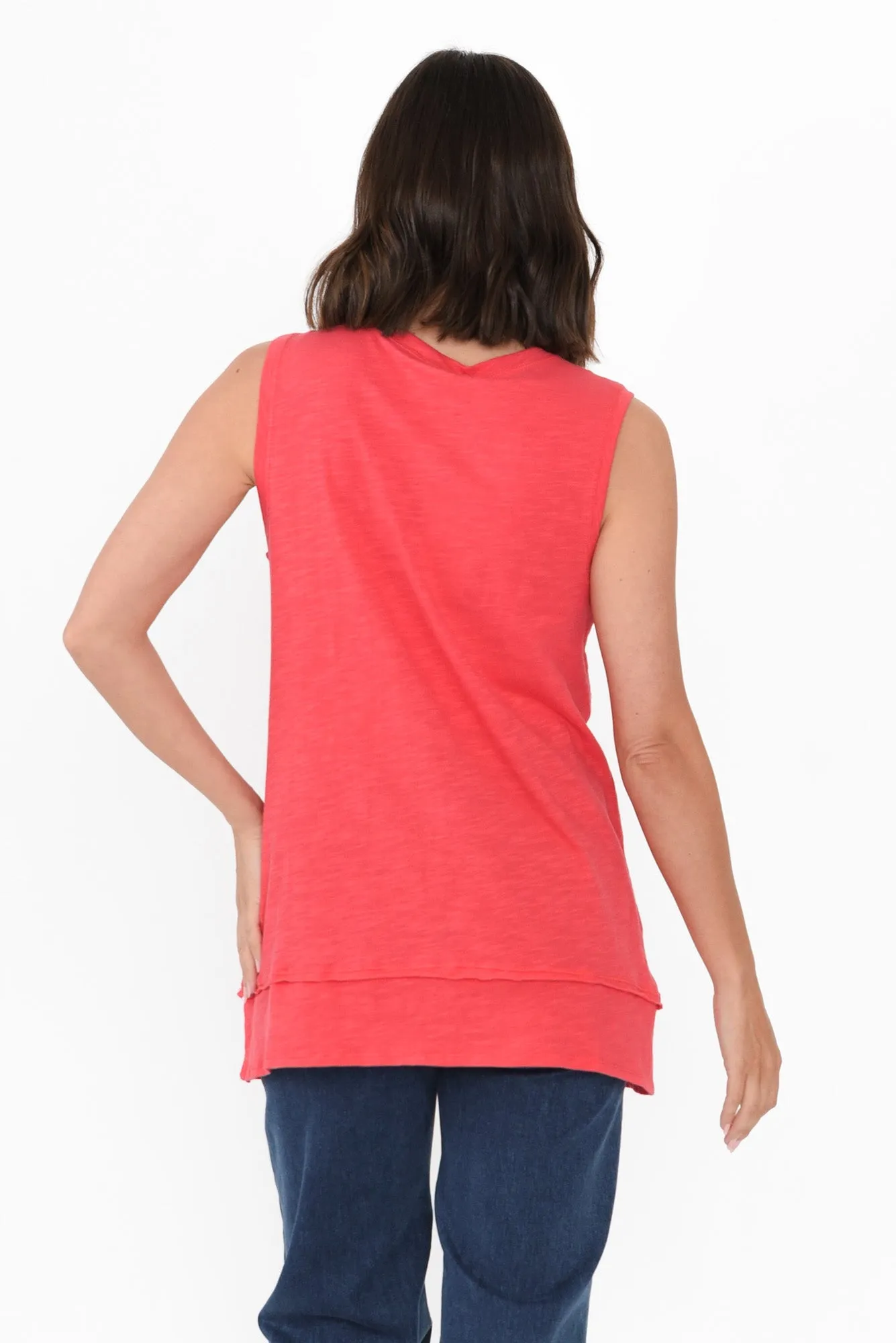 Mariah Coral Cotton Tank sold by Blue Bungalow product image thumbnail 4