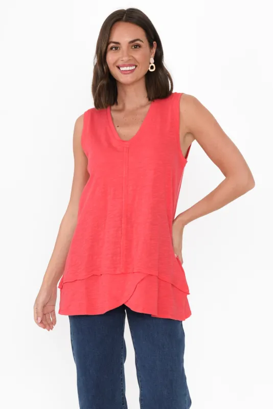 Mariah Coral Cotton Tank sold by Blue Bungalow