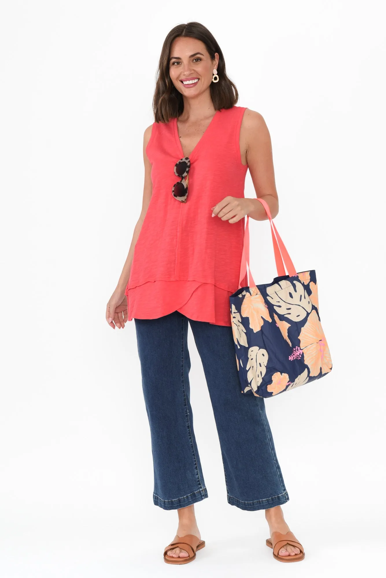 Mariah Coral Cotton Tank sold by Blue Bungalow product image thumbnail 2