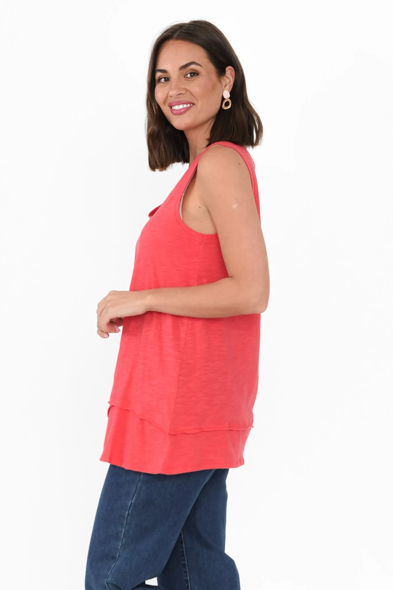 Mariah Coral Cotton Tank sold by Blue Bungalow product image thumbnail 3