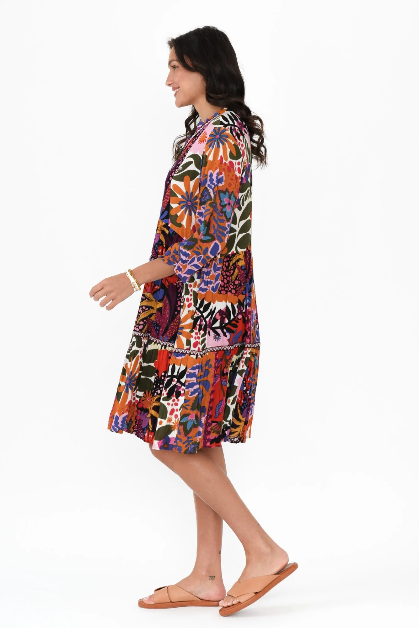 Inez Orange Floral Tassel Tier Dress sold by Blue Bungalow product image thumbnail 3