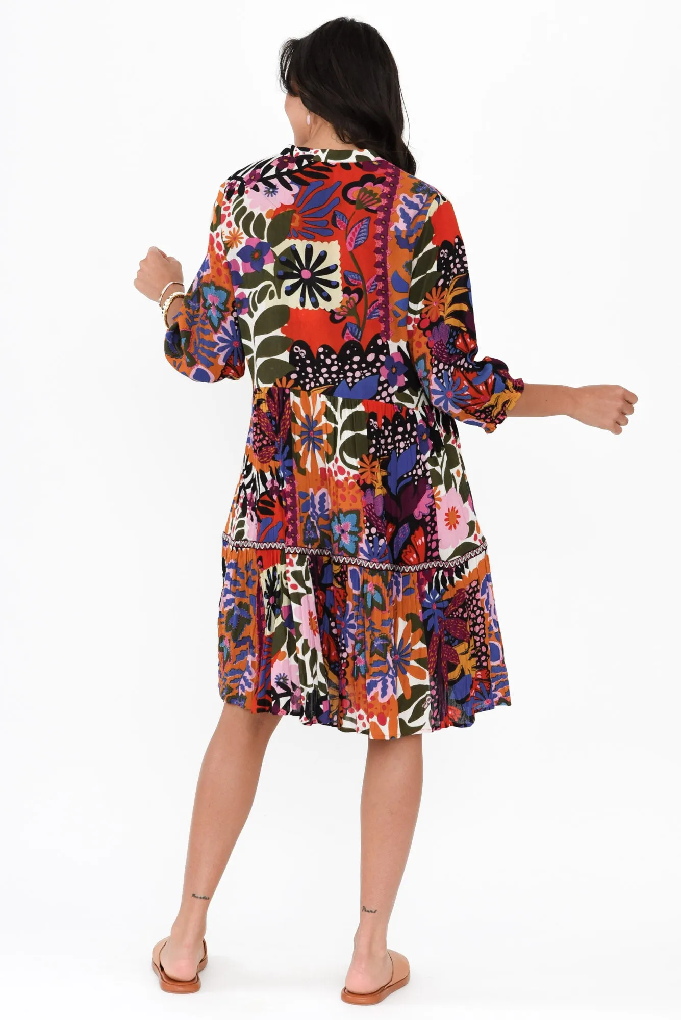 Inez Orange Floral Tassel Tier Dress sold by Blue Bungalow product image thumbnail 4