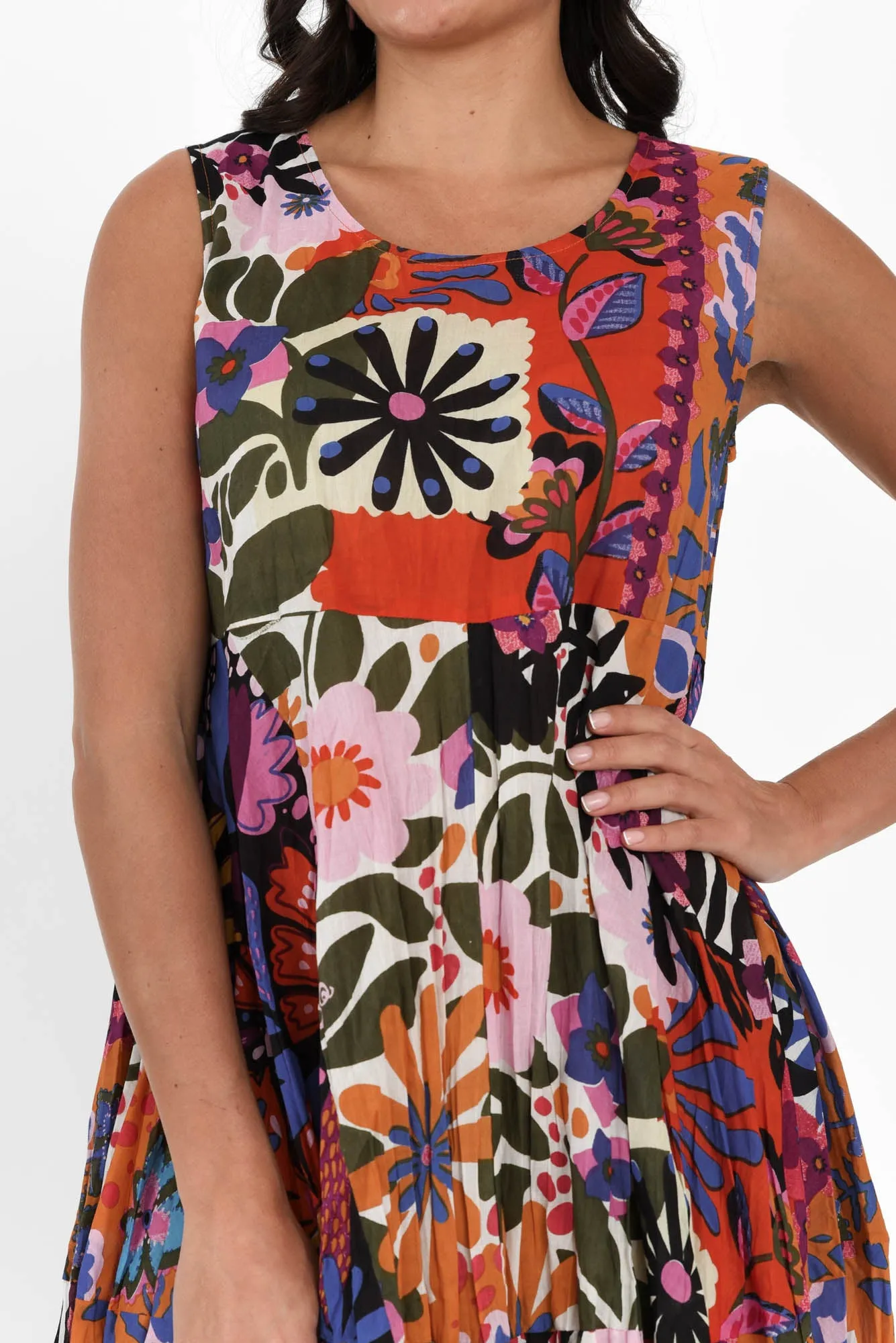 Kathleen Orange Floral Cotton Tier Dress sold by Blue Bungalow product image thumbnail 5
