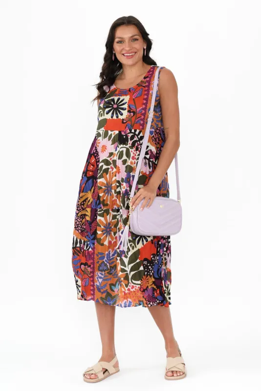 Kathleen Orange Floral Cotton Tier Dress sold by Blue Bungalow