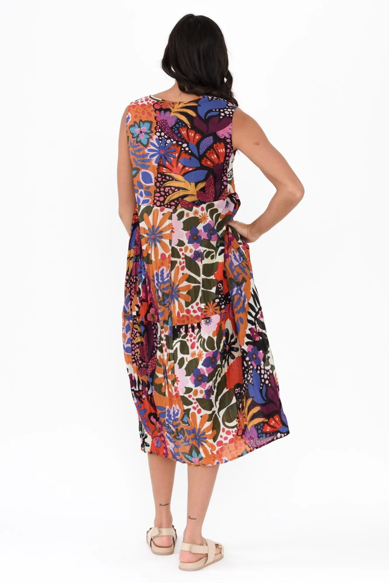 Kathleen Orange Floral Cotton Tier Dress sold by Blue Bungalow product image thumbnail 4