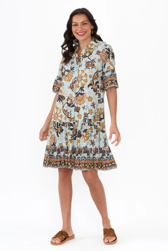 Lucinda Brown Floral Cotton Shirt Dress sold by Blue Bungalow