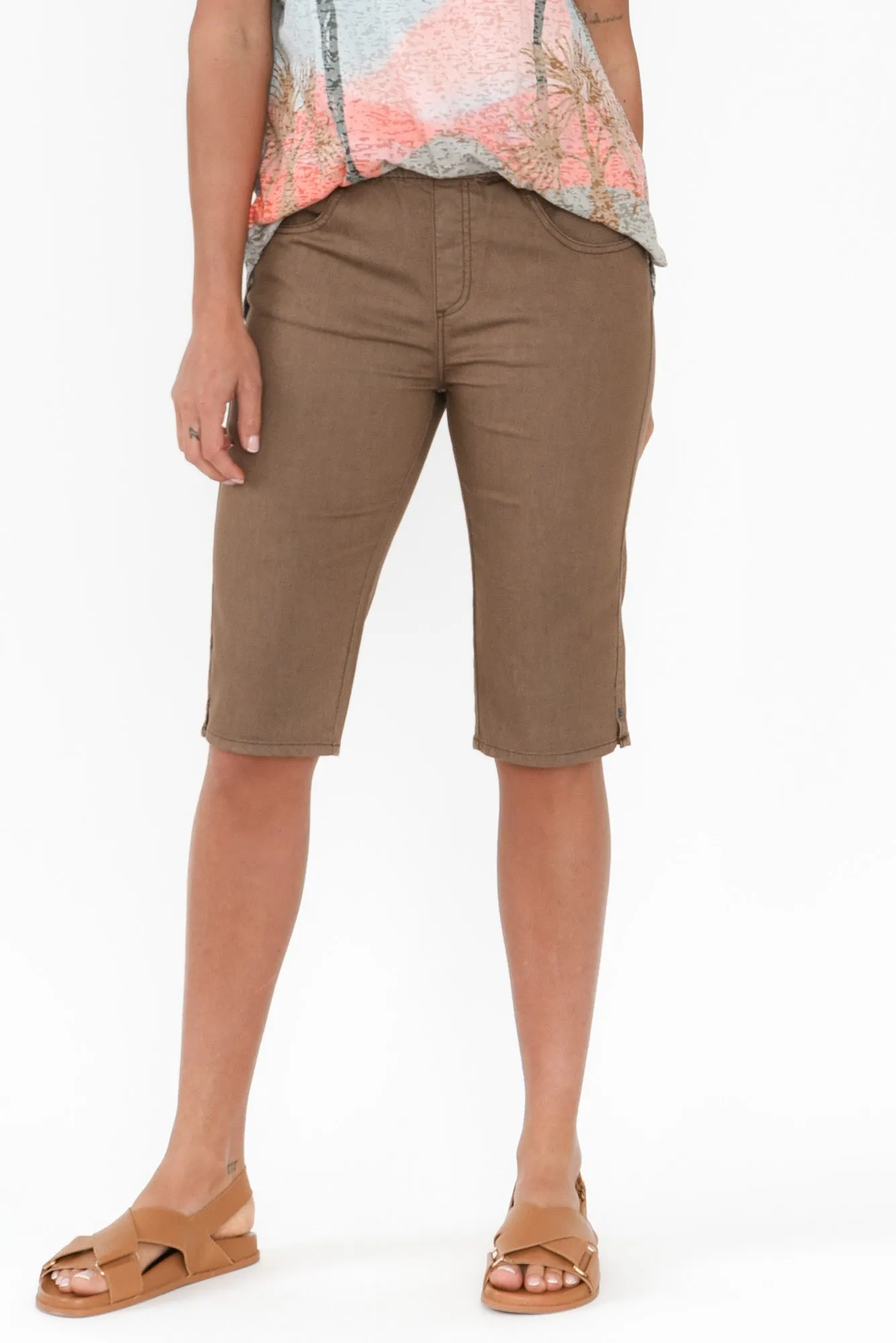 Tora Mocha Stretch Shorts sold by Blue Bungalow