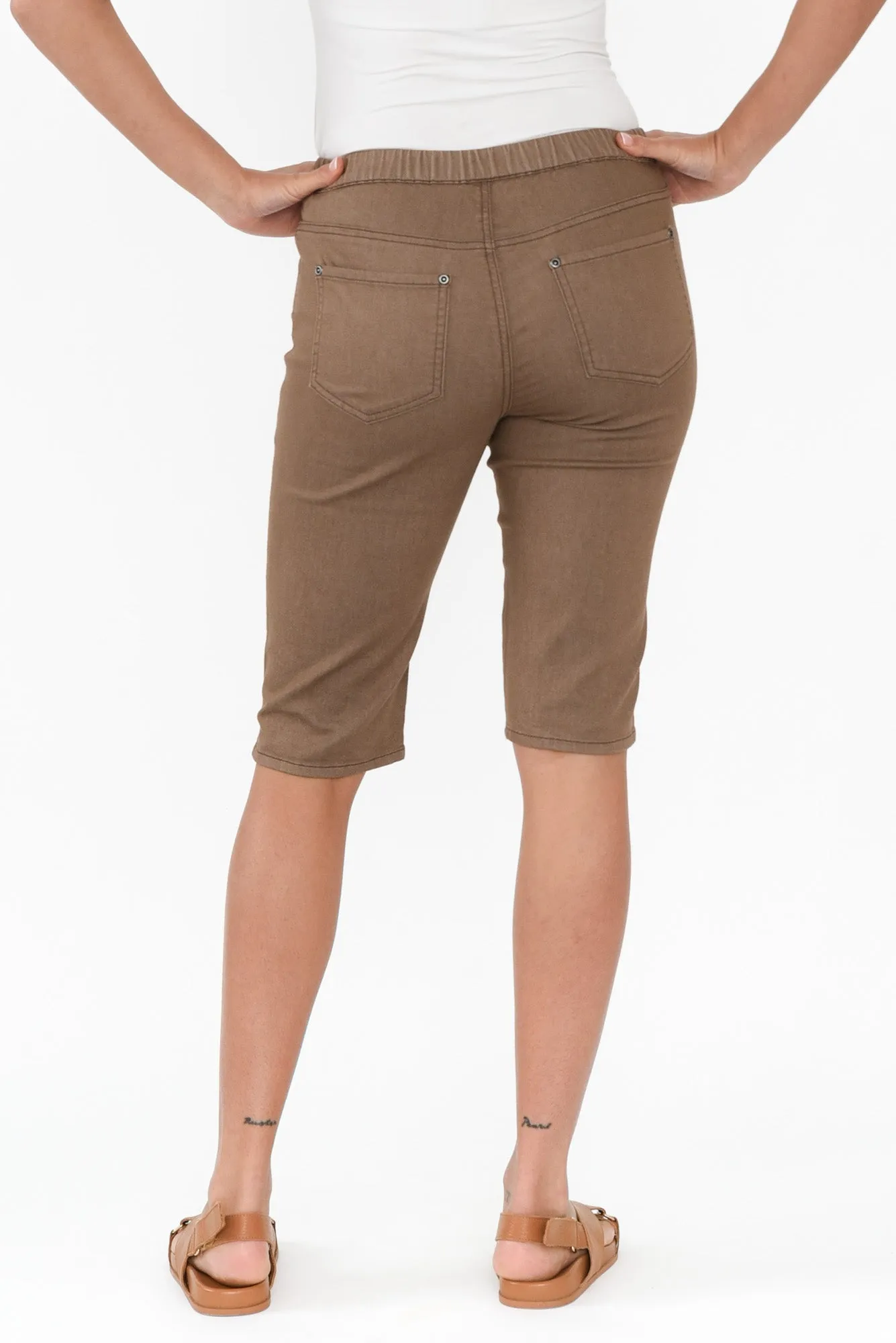 Tora Mocha Stretch Shorts sold by Blue Bungalow product image thumbnail 4
