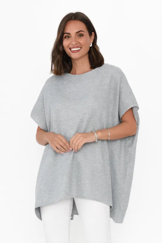 Queenie Silver Metallic Drape Top sold by Blue Bungalow