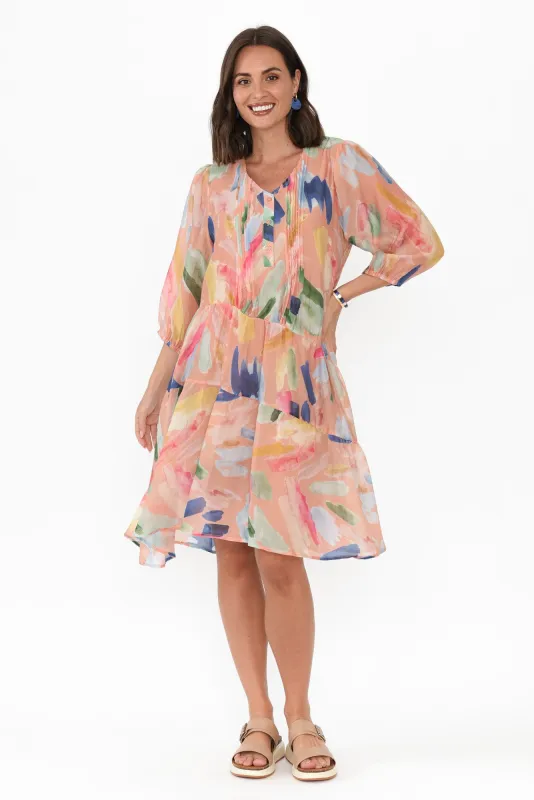 Dasha Pink Abstract Cotton Blend Dress sold by Blue Bungalow