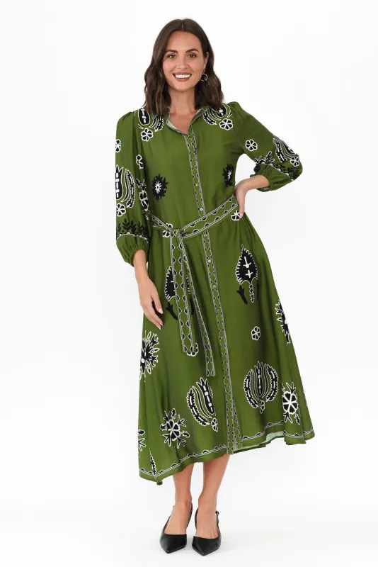 Blythe Green Abstract Shirt Dress sold by Blue Bungalow