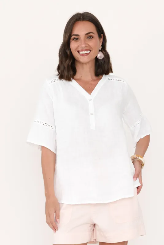 Gemma White Linen Button Top sold by Blue Bungalow