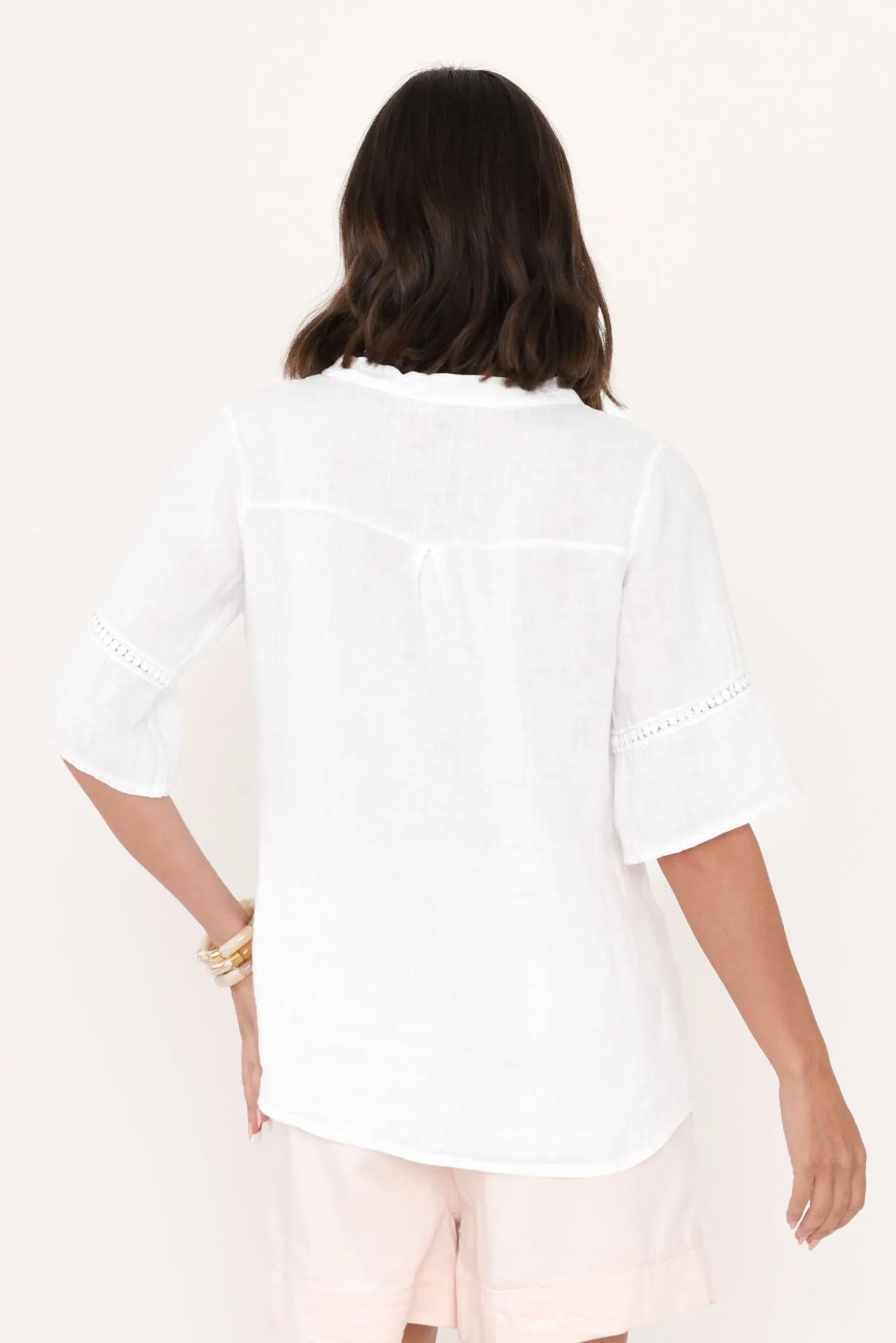 Gemma White Linen Button Top sold by Blue Bungalow product image thumbnail 4