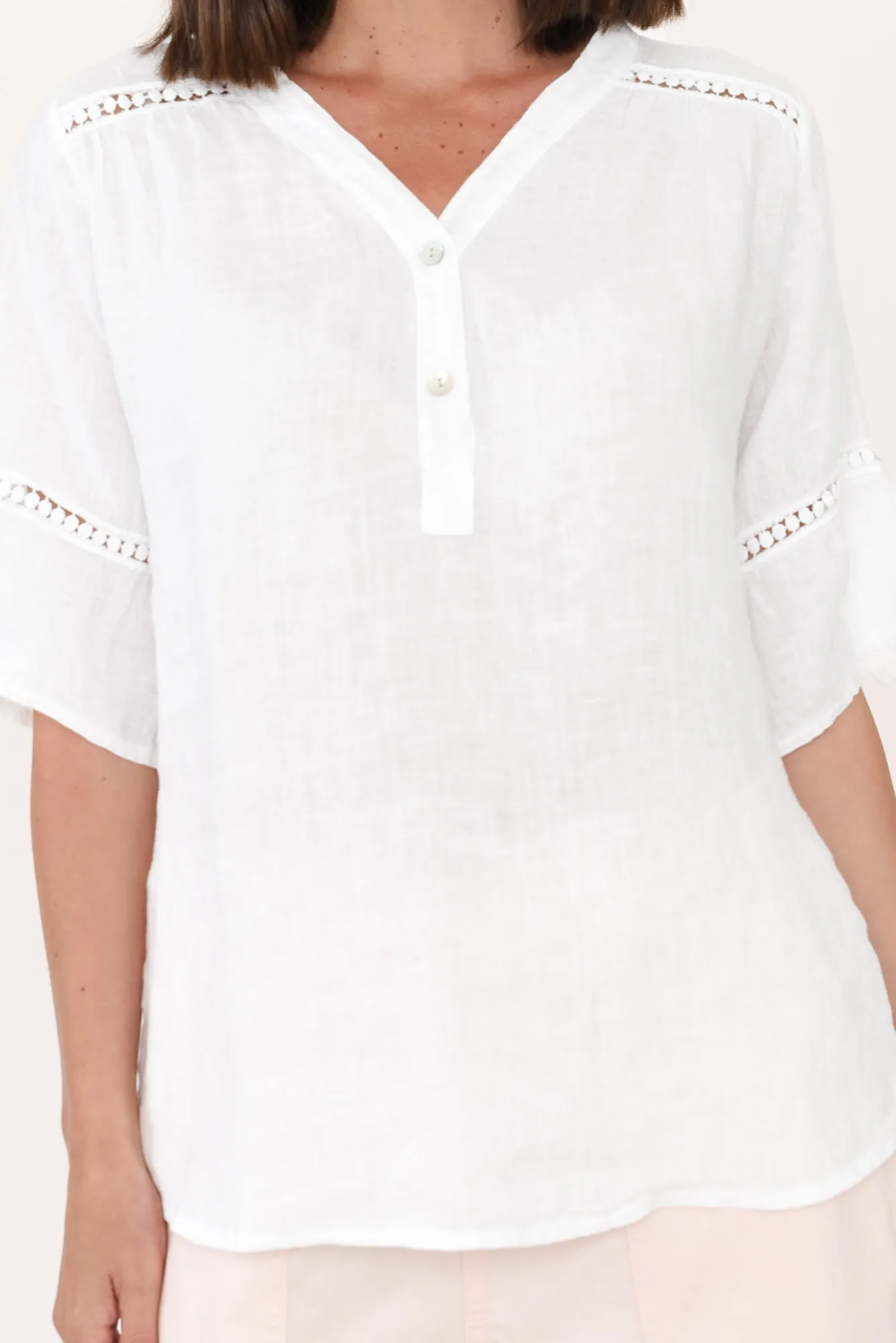 Gemma White Linen Button Top sold by Blue Bungalow product image thumbnail 5