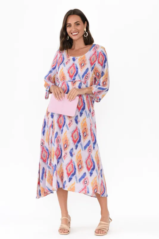 Teddy Blue Geo Sleeved Dress sold by Blue Bungalow