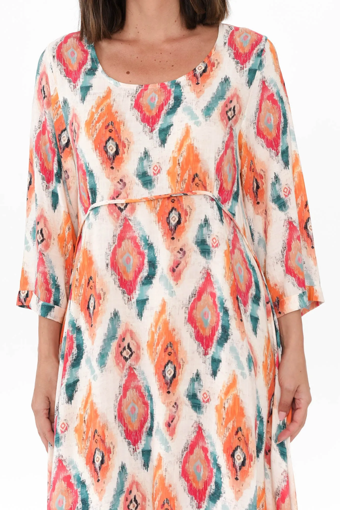 Teddy Orange Geo Sleeved Dress sold by Blue Bungalow product image thumbnail 5