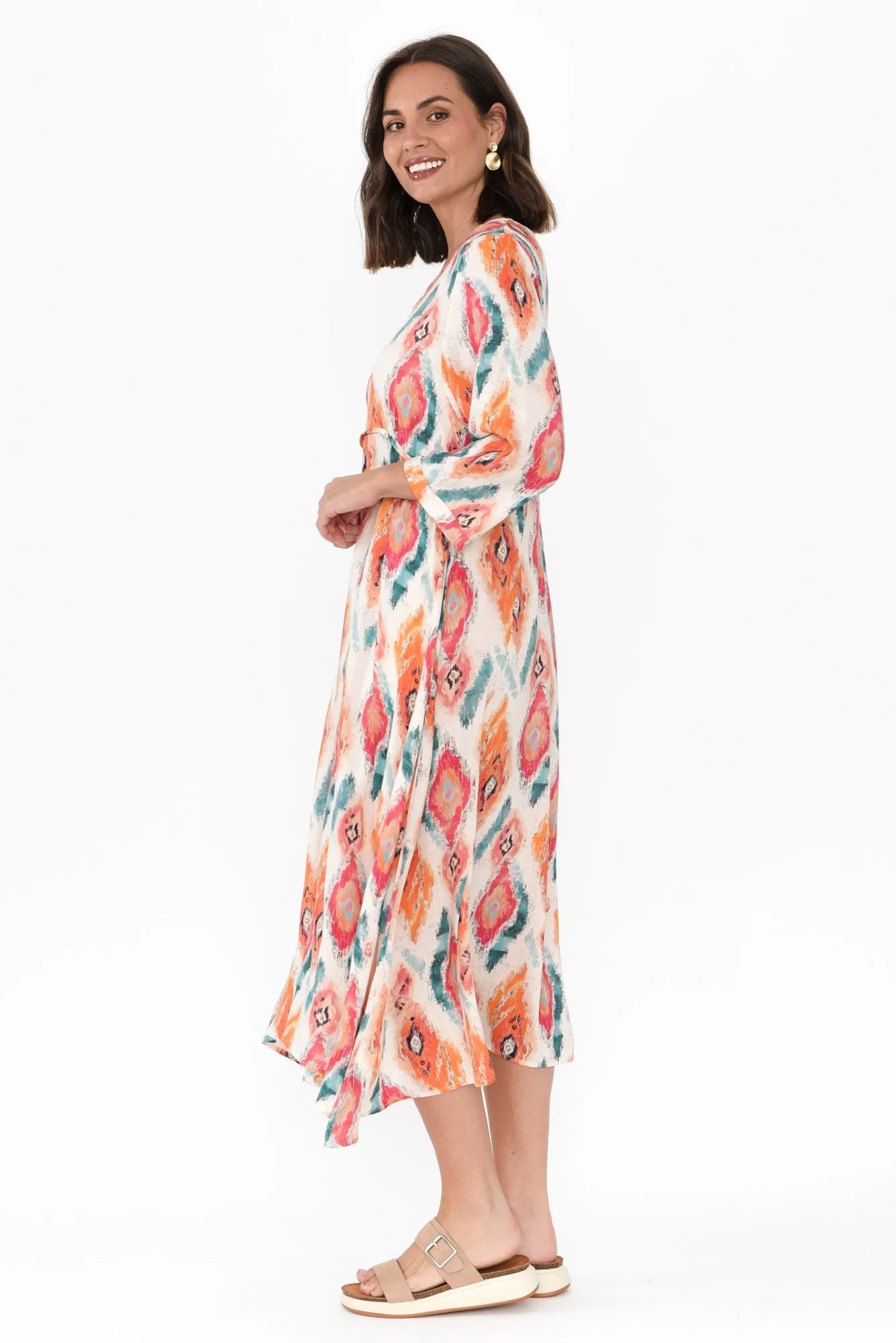 Teddy Orange Geo Sleeved Dress sold by Blue Bungalow product image thumbnail 3